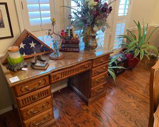 Nice wood desk with glass top. Two orphan plants that need a home. Mature & very nice!! 