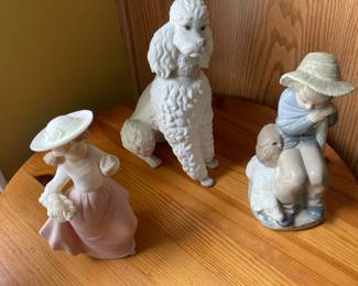 Rare retired matte Lladro poodle and figures
