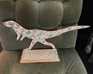 Howard Finster paint and marker on cutout board