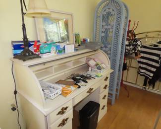 Desk and office supplies.