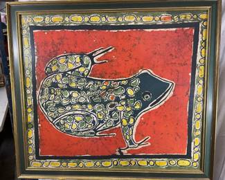 Batik Wax Resist & Die Art on Fabric Spotted Frog