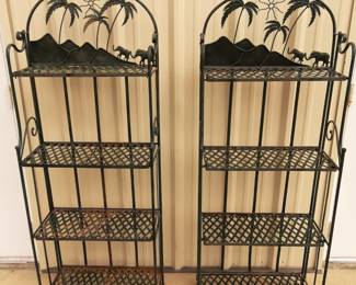 (2) Green Shelf Collapsible Plant Stands
