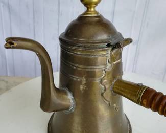 Turkish Brass & Wood Handle Coffee Pot