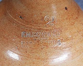 FH Cowden Harrisburg #2 Stoneware Jug Turkey Drop.