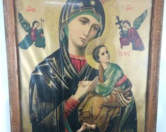 Antique Our Lady of Perpetual Help Litho on Gilt