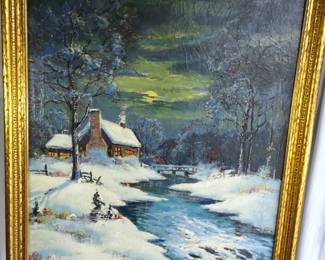 Ernest Fredericks Oil on Canvas Gilt Frame