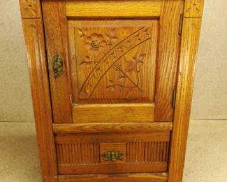 Vintage Carved Wood & Brass Smoking Box