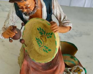 Terracotta Sculpture Potter Caltagirone Signed