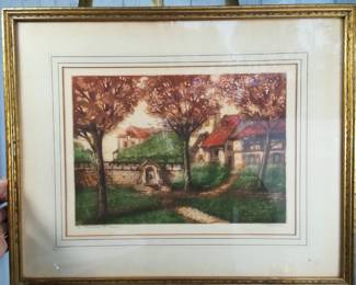 Hand Colored Etching Florence La Foutaine