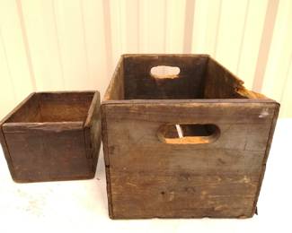 Wooden Shipping Crate w Metal Bands & Small Box