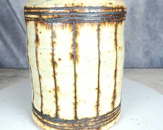 Unique Wire Fired Stoneware Crock with Lid