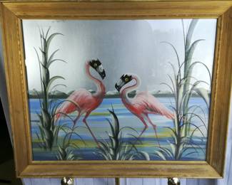 Flamingoes Mixed Media on Paper