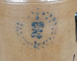 Double Wreath #2 Cobalt Stencil Stoneware Crock