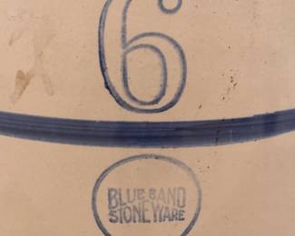 #6 Blue Band Stoneware Crock