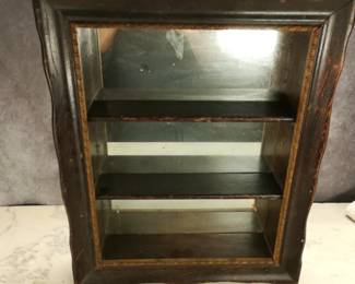 Antique Wooden Shelves With Mirror Back
