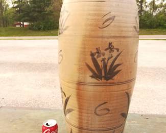 Ornate Tall Stoneware Vase
