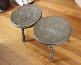 Antique Middle Eastern brass stool / warmers
