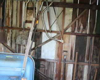 Shed with garden tools