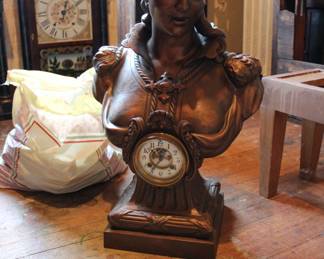 Waterbury works woman bust clock