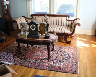 Antique Empire sofa & marble top coffee table