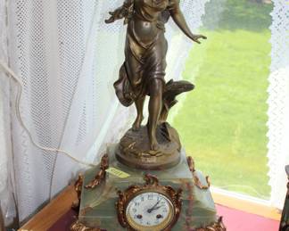 French figural clock , after Bruchon on onyx base 