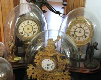 Ansonia "Crystal Palace" clocks & French gilt figural clock