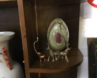 Heavy ornate Marble egg on stand 