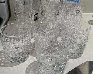 Waterford Crystal. Highball glasses and two appetizer plates. Silver cake server. 