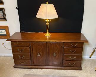 Credenza File Cabinet and Lamp