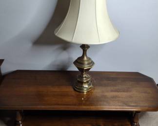 Coffee Table and Brass Lamp