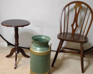 DeGraff Dairy Milk Can, Windsor Chair and Table