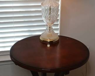 Wood Nightstand and Lamp