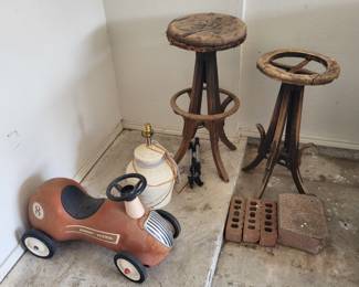 Antique Riding Toy, Barstools 