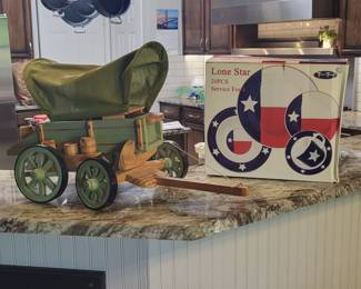 Texas decor, Handmade Covered Wagon with light that works.