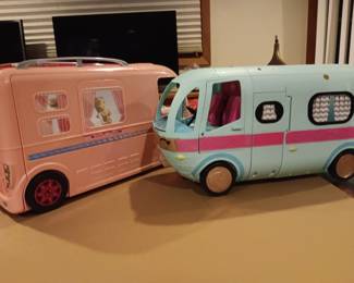 Barbie and LOL doll campers 