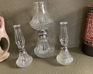 3pc Set Oil Lamp with Ribbed Design