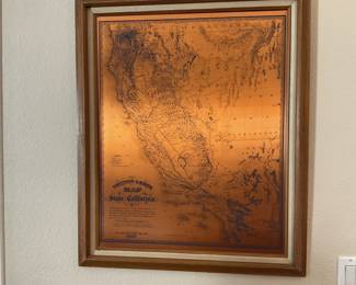 Framed Copper Britton & Rey's Map State California 1857 by George E Goddard C. E.