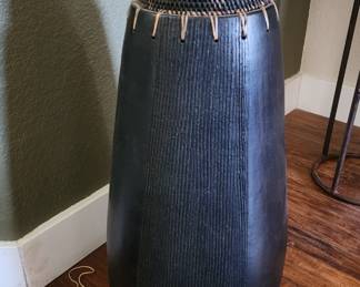 Handmade Terra-Cotta Vase with Rattan Stitching