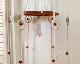 Vintage Tiered Macrame [X-Large].  Tiered Macrame Hanging Table/Plant Hanger Home Decor w/fringe and beads.  2 remaining.