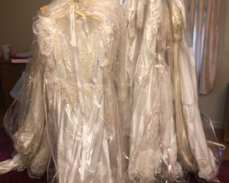 80's wedding dresses $25-$50 each.
Perfect for bachelorette parties, "Wreck the Dress" photo shoots, tailor your own design, use for lace, buttons, zippers etc