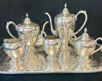 Sterling set and plated tray