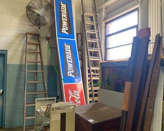 wooden ladders for display vintage coke sign