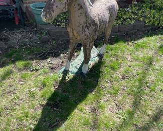 Outdoor cement horse