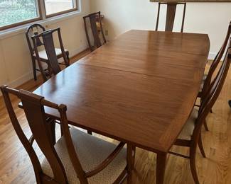 mid century formal table and 6 chairs