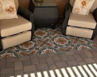 Two Reclining Patio Chairs And Matching Table