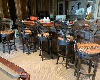 Set of 5 upholstered bar stools