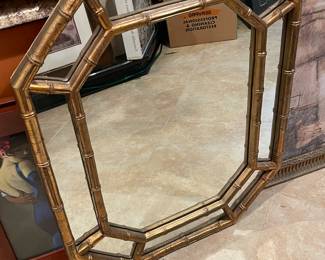 Vintage faux bamboo turtle shell mirror 