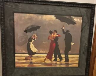 Framed Romantic Print Of Couple Dancing In The Rain By VETTRIANO