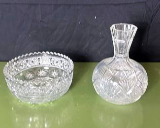 Crystal Bowl and Vase