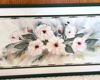 Floral Mated And Framed Print 31 Inches Wide 17.5 Tall. Artist SHA BOUDIN